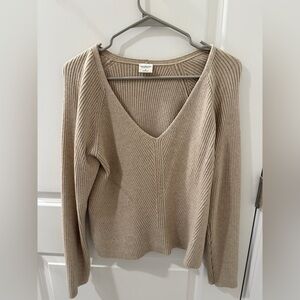 Abercrombie & Fitch Tan Ribbed V-Neck Sweater